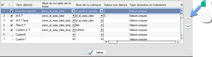 Custom fields, tuto 3 - image 19 - Changing the order of custom columns